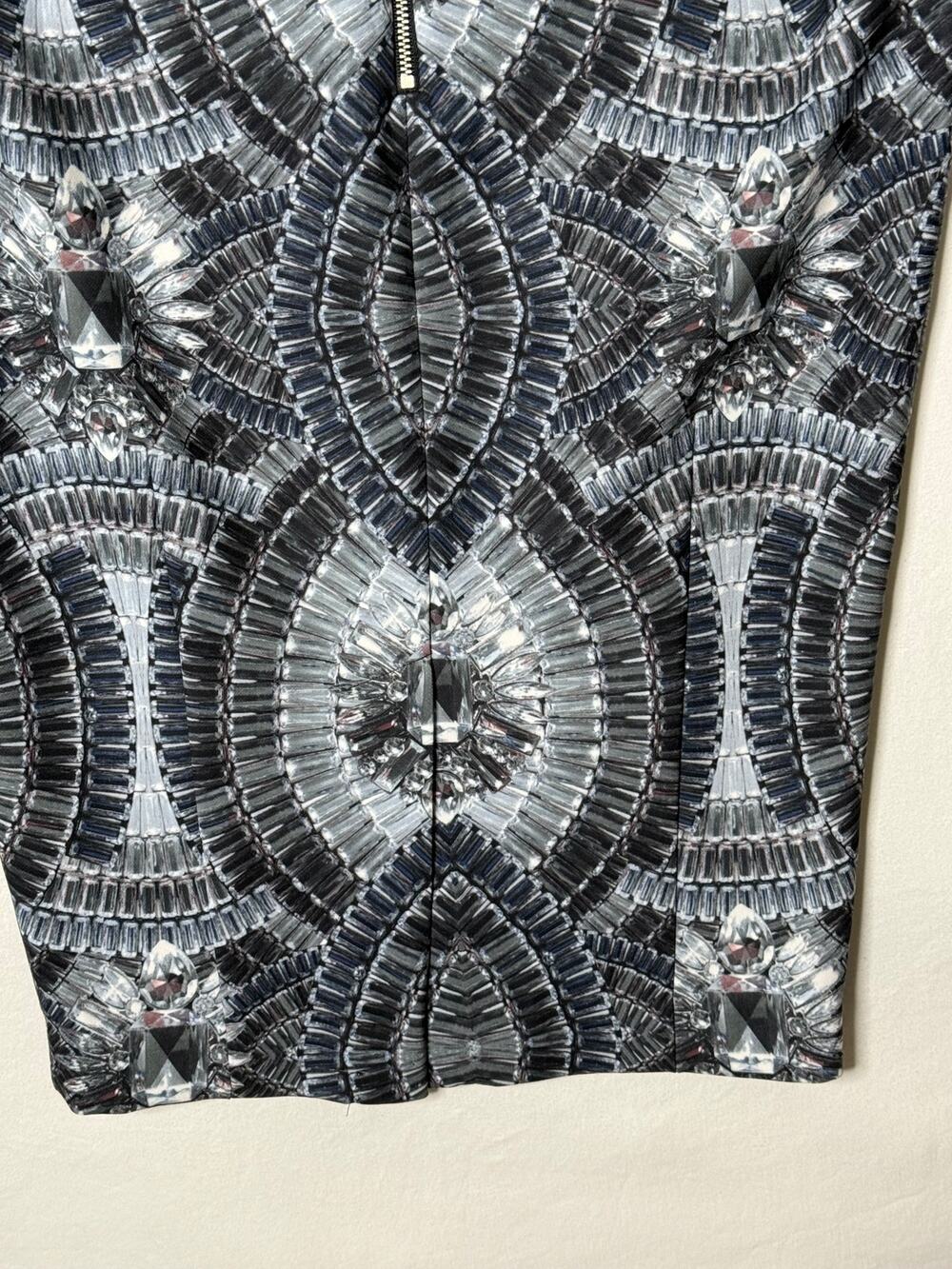 Crystal Gem Print Pencil Skirt Bodycon Midi US 6 Statement